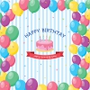 풍성한 풍선과 생일케익 현수막